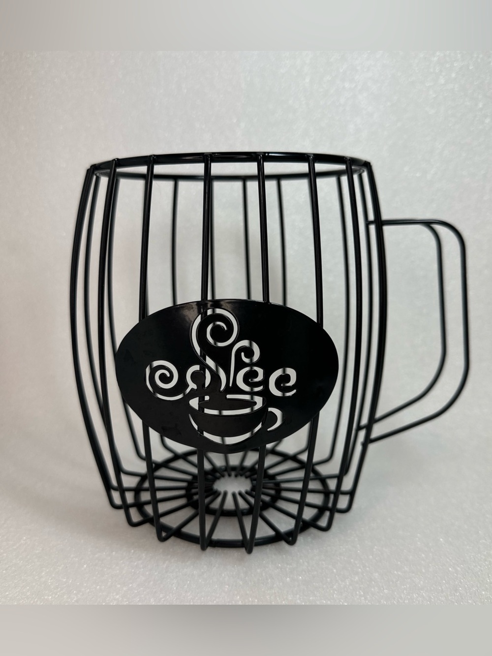 Metal Coffee Pod Holder Mug Shape Black Wire K Cup Organizer Countertop Basket